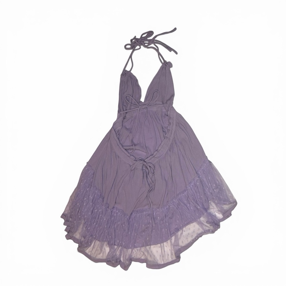 Lavender Halter Ruffle Mini Dress | Medium - Picture 2 of 4